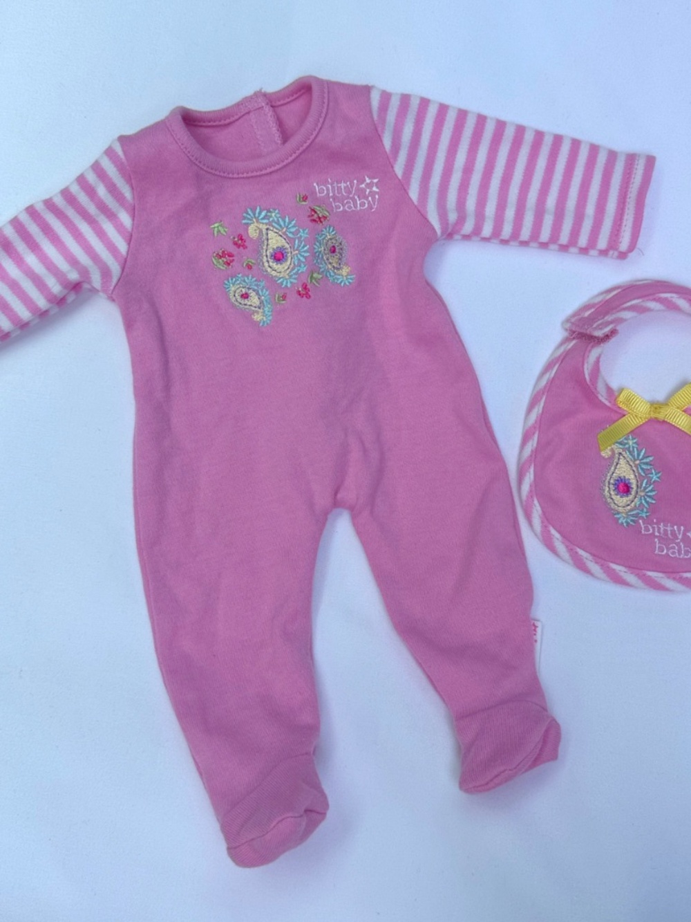 American Girl Bitty Baby Clothes Lot 5 Pc Pajamas Sleeper Dress Outfit 15” Doll - Picture 2 of 5